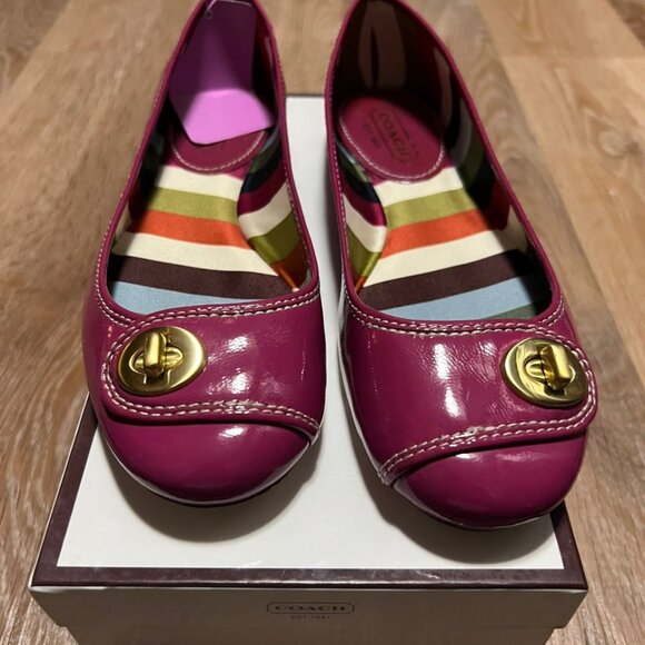 Coach Magenta Turnlock Flats Striped Interior (with Box) - Picture 10 of 12